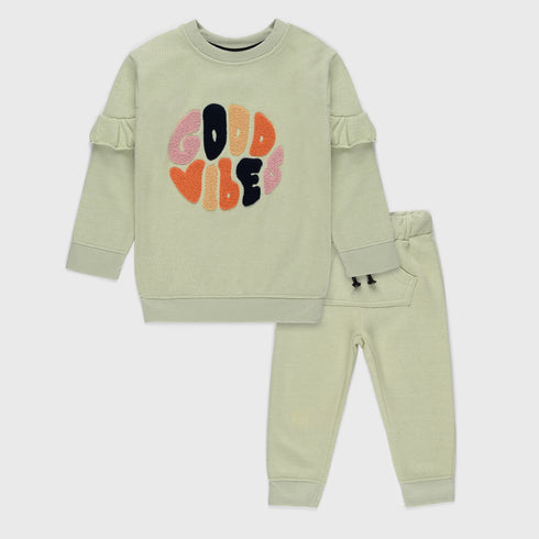 Fleece Good Vibes 2-Piece Set (Green)